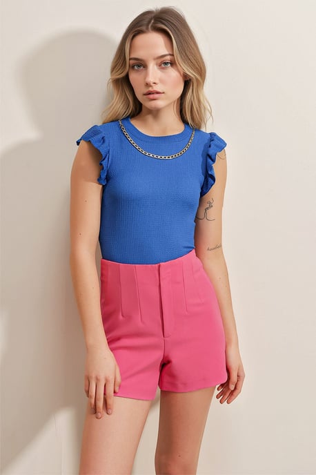 Geribbelde Mouwloze Crew Neck Blouse - Image 2