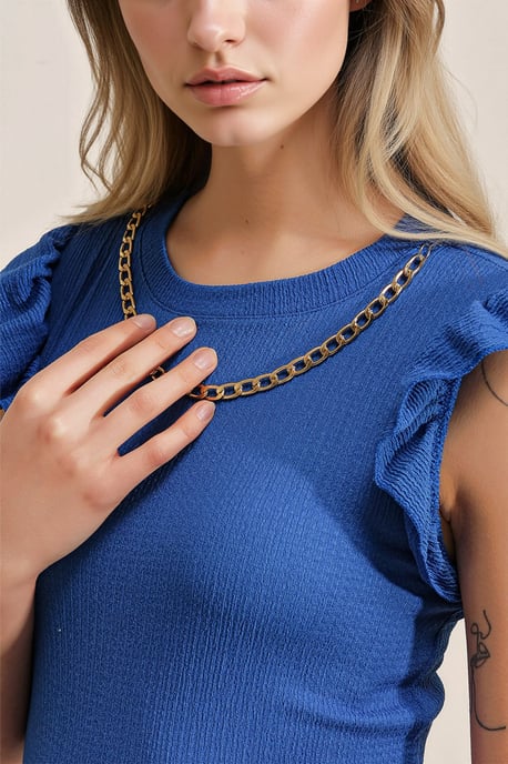 Geribbelde Mouwloze Crew Neck Blouse - Image 3