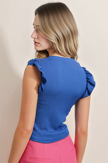 Geribbelde Mouwloze Crew Neck Blouse - Image 4