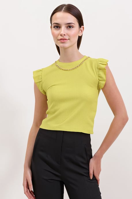 Geribbelde Mouwloze Crew Neck Blouse - Image 1