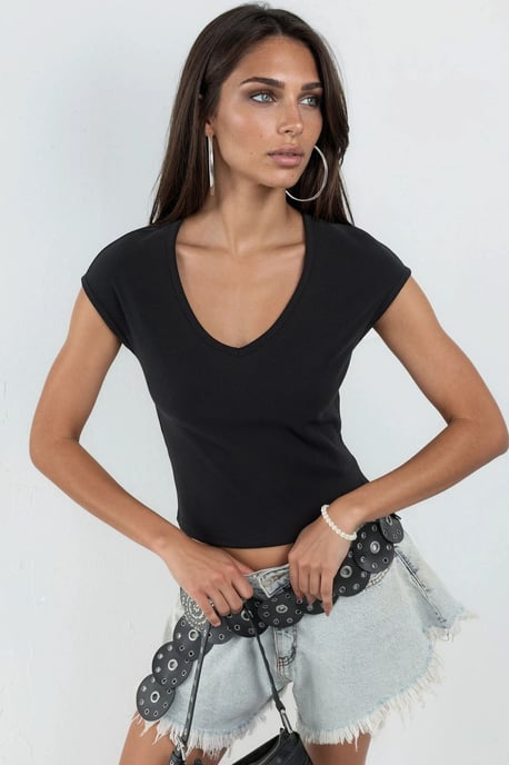 V-hals Ribbels Blouse - Image 1