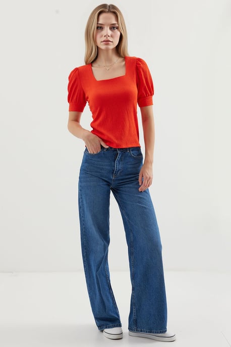 Slim fit fyrkantig krage blus - Image 2