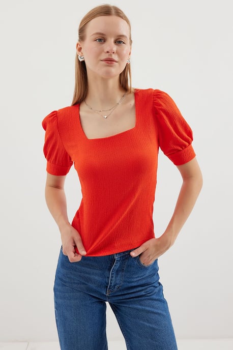 Slim fit fyrkantig krage blus - Image 4