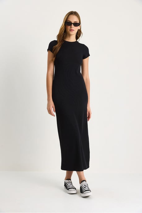 Slim Fit Crew Neck Maxi Klänning - Image 2