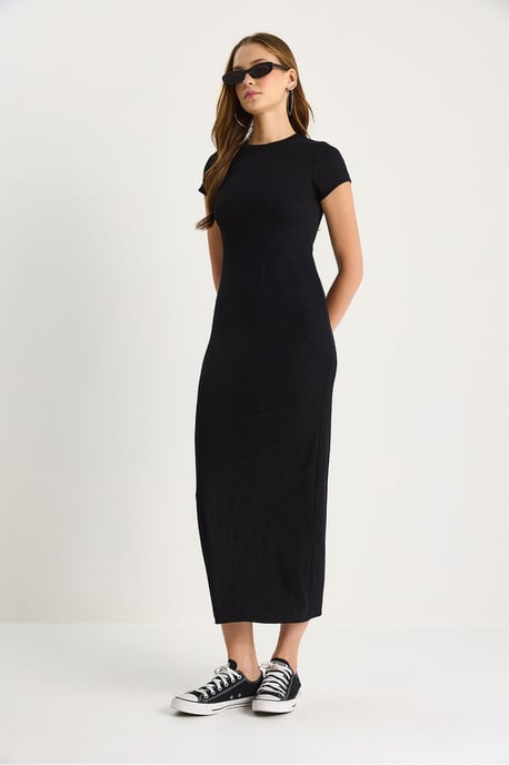 Slim Fit Crew Neck Maxi Klänning - Image 4