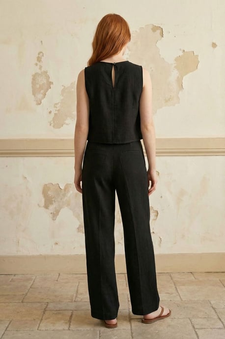 Linnenmix Blouse en Broek Set met Zak - Image 3