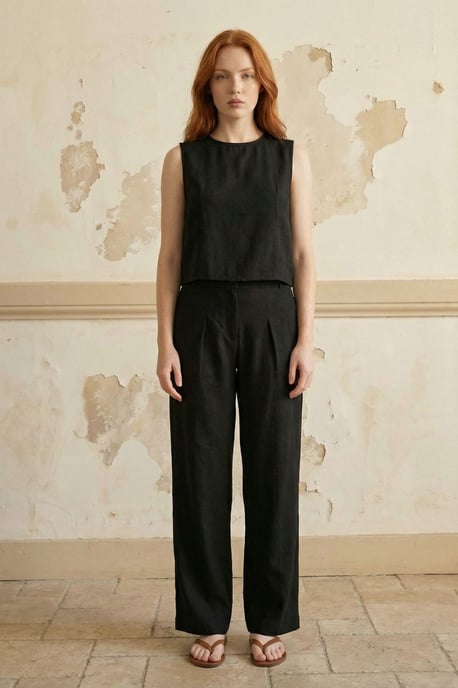 Linnenmix Blouse en Broek Set met Zak - Image 5
