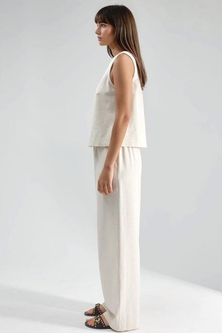 Linen Sleeveless Blouse & Pocketed Pants Set - Image 2