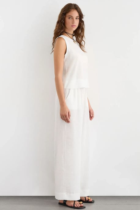 Linnen Voel Blouse & Elastische Taille Broek Tweedelige Coördinatie Set - Image 3