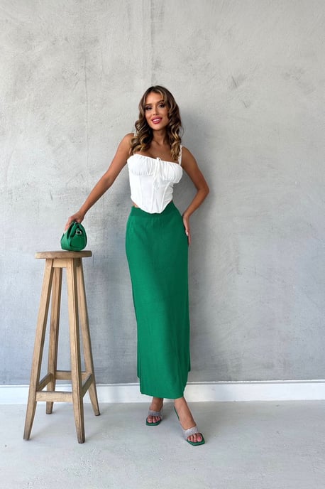 Hoge Taille Geribbelde Gebreide Maxi Rok - Image 2