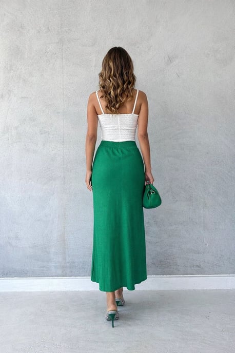 Hoge Taille Geribbelde Gebreide Maxi Rok - Image 3