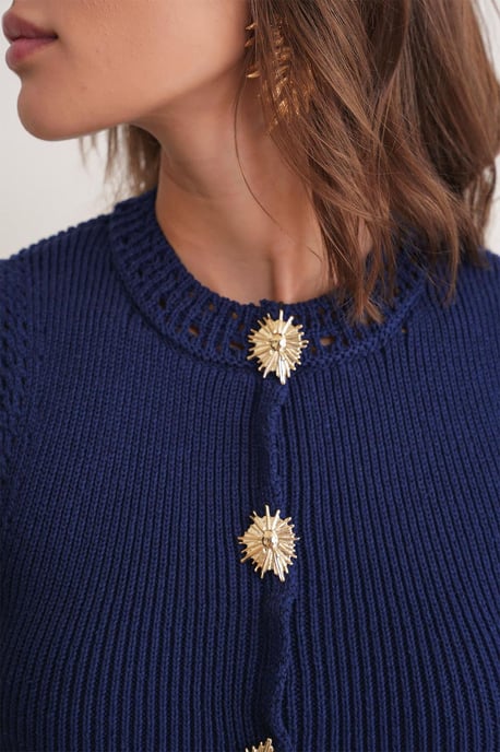 Texturerad Stickad Cropp Topp med Knappar - Image 5