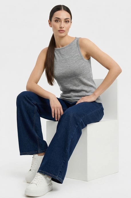 Ribbad ärmlös crew neck linne - Image 3