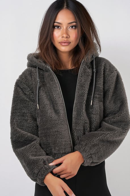 Korte Pluche Rits-voor Hoodie - Image 2