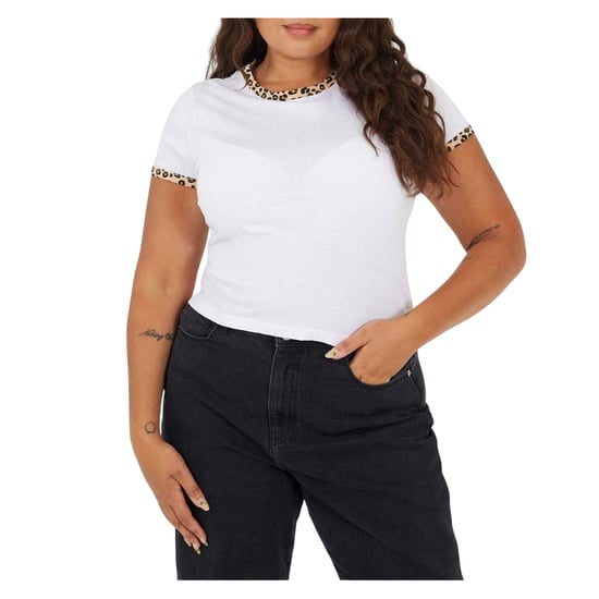 Brave Soul Dames/Dames T-shirt met luipaardprint Plus (Wit/Leopard) - Image 2