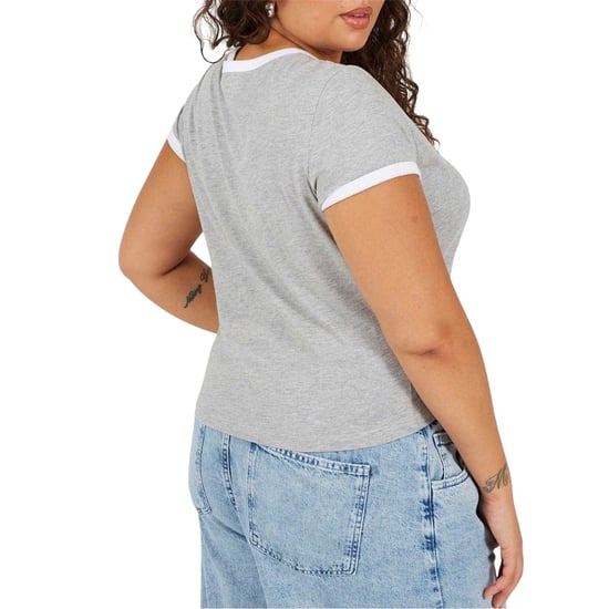 Brave Soul Dames/Dames Ringer Crew Hals Plus T-shirt (Grijs/Wit) - Image 3