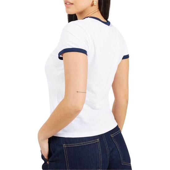 Brave Soul Unisex Contrast Detail Ringer Regular T-shirt voor volwassenen (Wit, Marine) - Image 3