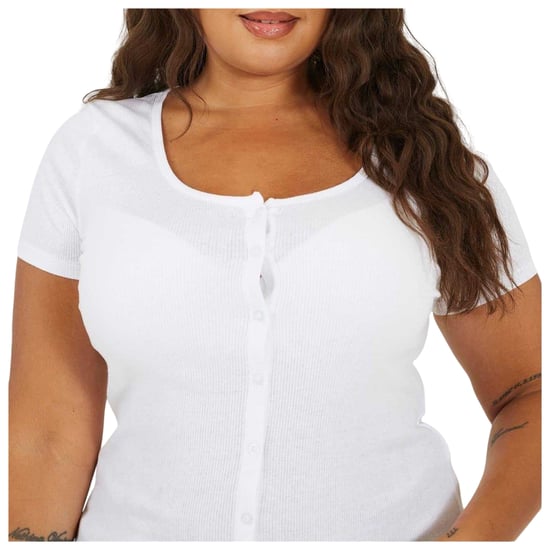 Brave Soul Dames/Dames Geribd Plus T-shirt (Wit) - Image 3