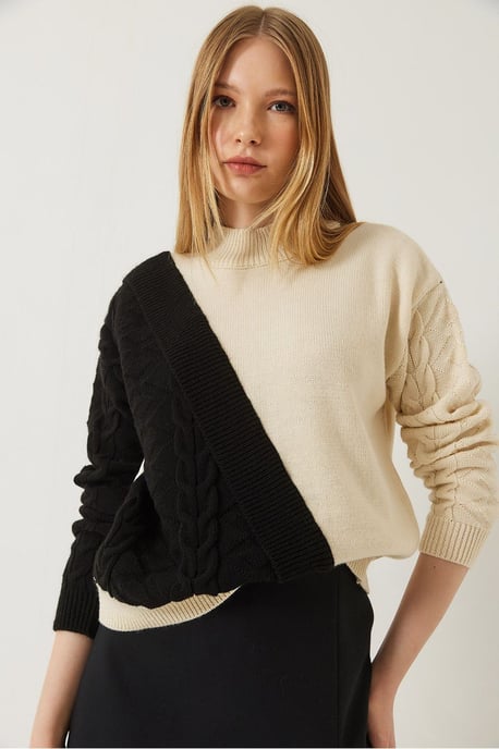 Patterned Half Turtleneck Ribbed Sweater - Image 4