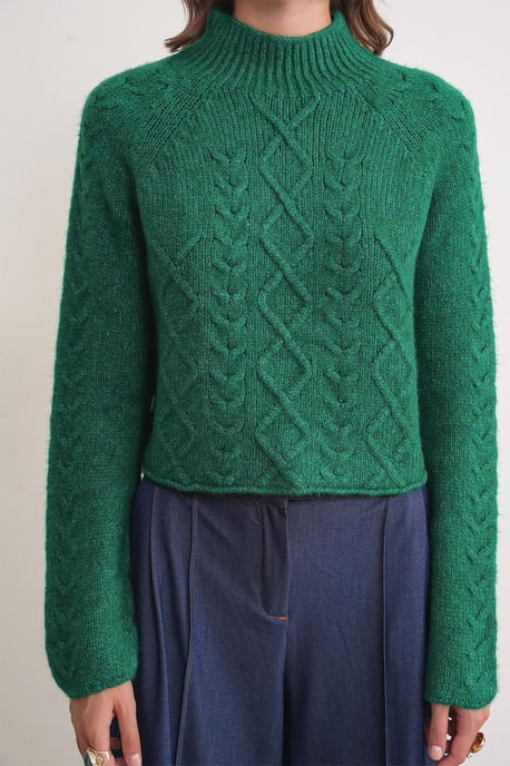 Argyle Pattern Ribbed Half Turtleneck Sweater - Image 5