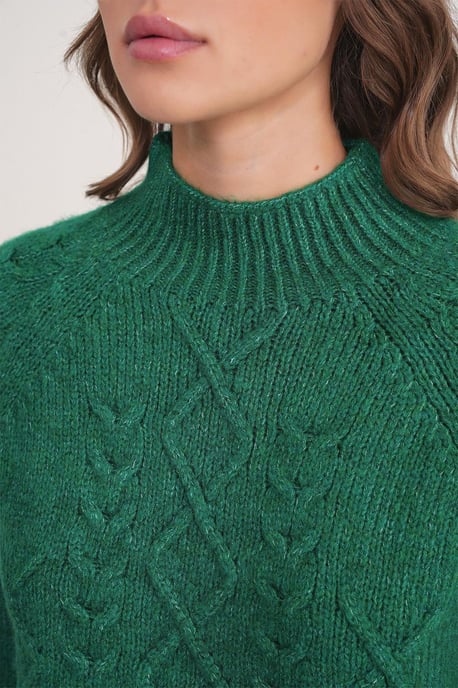 Argyle Pattern Ribbed Half Turtleneck Sweater - Image 6