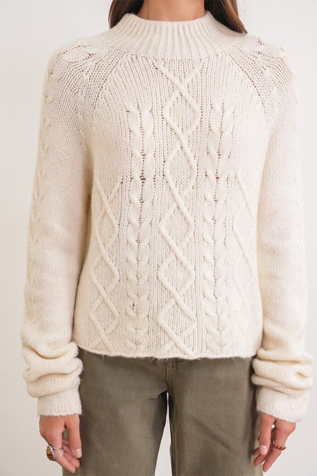 Argyle Pattern Ribbed Half Turtleneck Sweater - Image 5