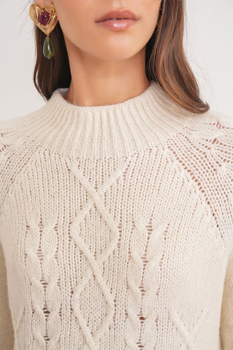 Argyle Pattern Ribbed Half Turtleneck Sweater - Image 6