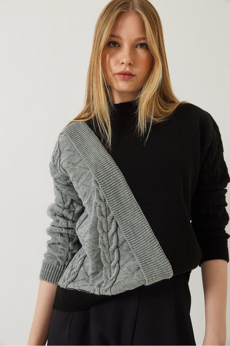 Patterned Half Turtleneck Ribbed Sweater - Image 4