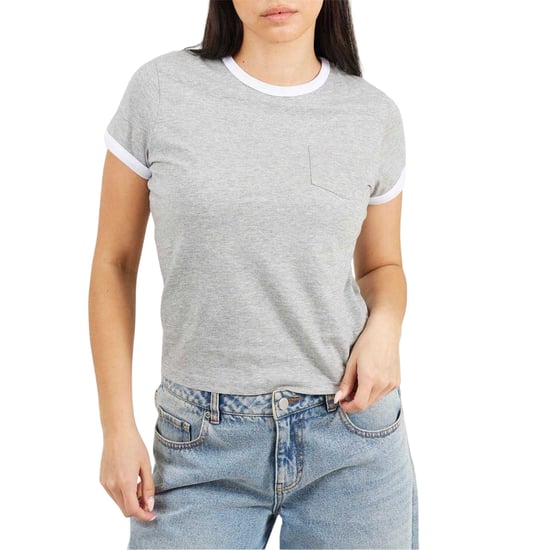 Brave Soul Unisex Contrast Detail Ringer Regular T-shirt voor volwassenen (Grijs/Wit) - Image 2