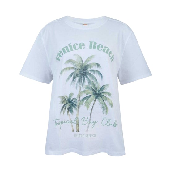 SoulCal Womens/Ladies Palm Tree Oversized T-Shirt (White/Green) - Image 1
