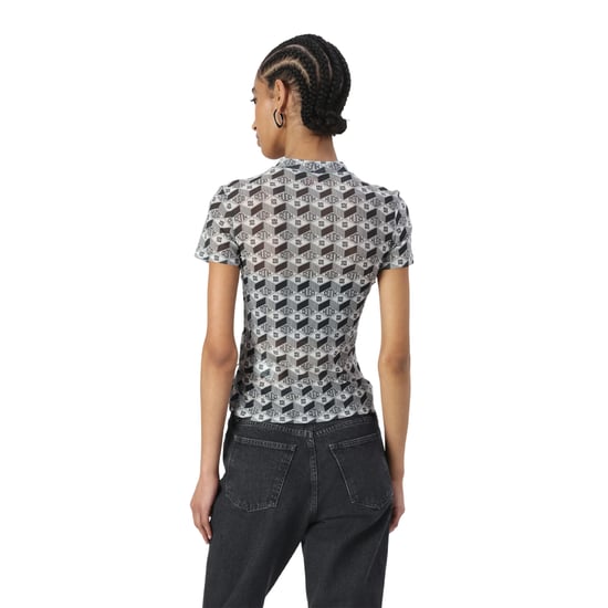 Hugo Womens/Ladies Lettering Mock Neck T-Shirt (Grey) - Image 2
