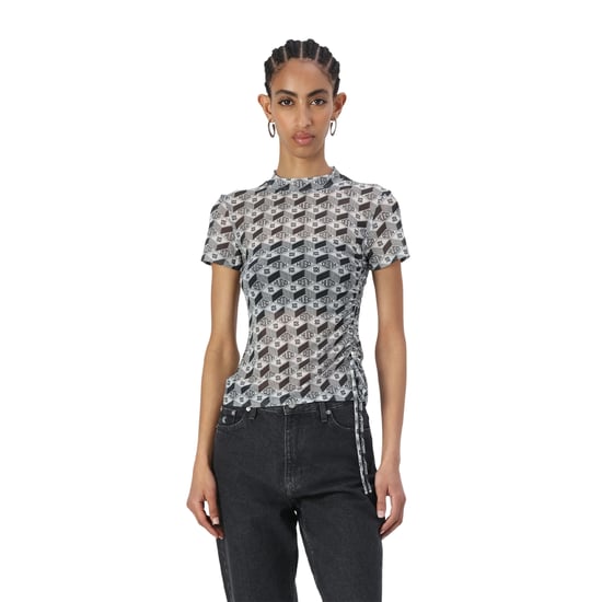 Hugo Womens/Ladies Lettering Mock Neck T-Shirt (Grey) - Image 3
