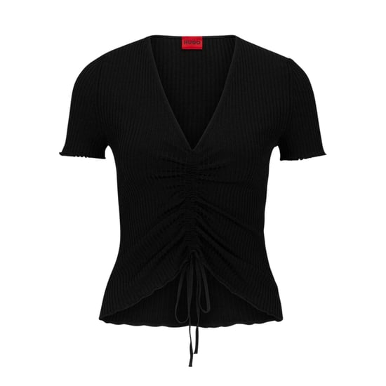 Hugo Slissy slim-fit top met korte mouwen voor dames (Zwart) - Image 1