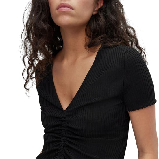 Hugo Slissy slim-fit top met korte mouwen voor dames (Zwart) - Image 3