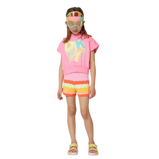 Billieblush Girls Crochet Wave Stripe Shorts (Coral) - Image 3