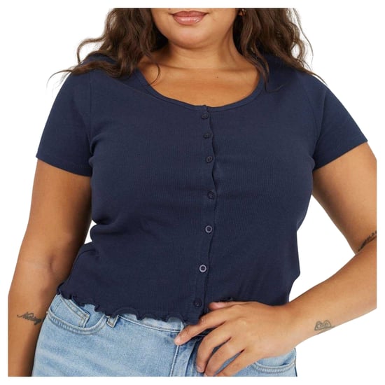 Brave Soul Dames/Dames Geribd Plus T-shirt (Marine) - Image 3