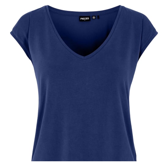 Pieces Pckamala gebreid T-shirt met V-hals voor dames (Blauw) - Image 3