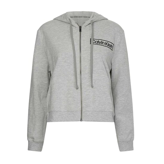 Calvin Klein Dames Logo Katoenen Lange Mouwen Volledige Rits Hoodie (Grijs Marl) - Image 1
