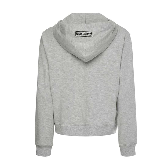 Calvin Klein Dames Logo Katoenen Lange Mouwen Volledige Rits Hoodie (Grijs Marl) - Image 2