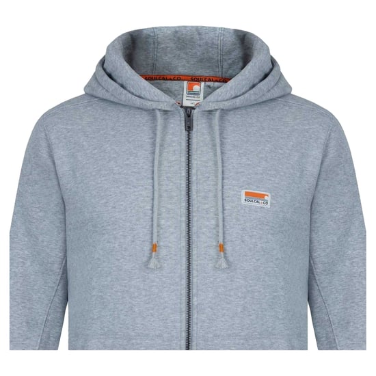 SoulCal Mens Signature Cotton Full Zip Hoodie (Grey Marl) - Image 4