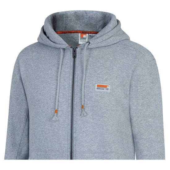 SoulCal Mens Signature Cotton Full Zip Hoodie (Grey Marl) - Image 5