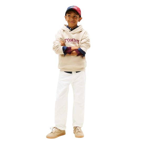 Tommy Hilfiger Kinder/Kids Logo Hooded Trekkoord Hoodie (Zand) - Image 4