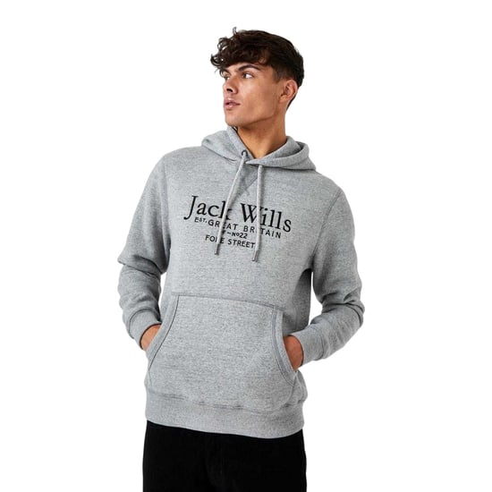 Jack Wills Heren Batsford Logo Hoodie (Grijze Mergel) - Image 1
