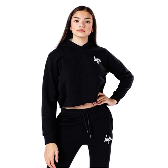 Hype Womens/Ladies Script Cropped Hoodie And Joggers Set (Black) - Image 3