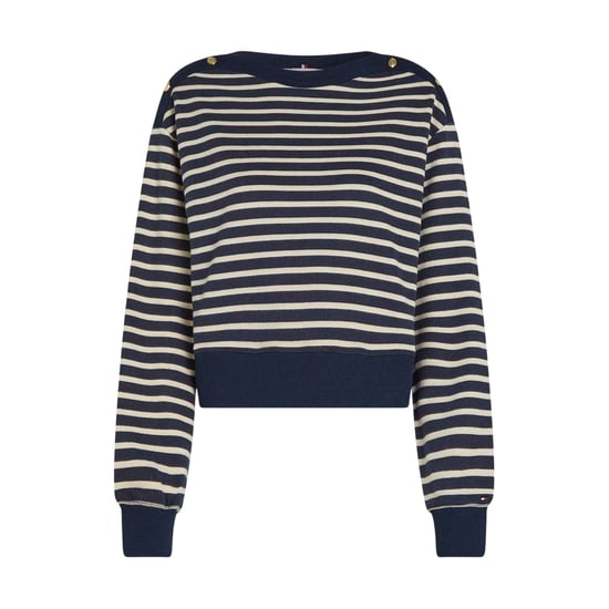 Tommy Hilfiger Dames/Dames Gestreept Boothals Regular Sweatshirt (Zwart, Wit) - Image 1