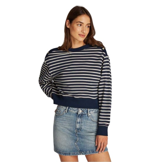 Tommy Hilfiger Dames/Dames Gestreept Boothals Regular Sweatshirt (Zwart, Wit) - Image 3