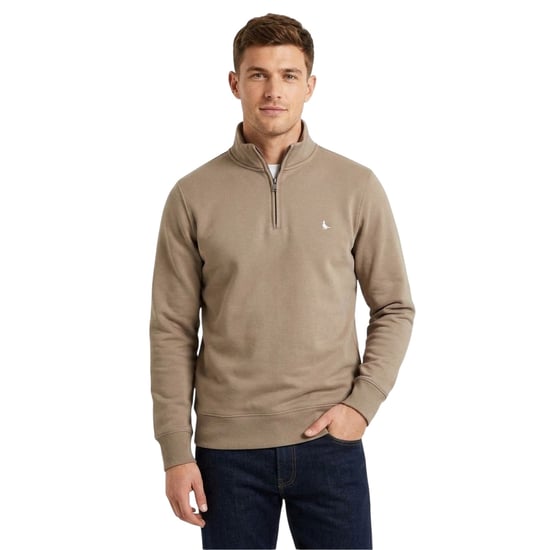 Jack Wills Mens Barchester Quarter Zip Sweatshirt (Fawn) - Image 3