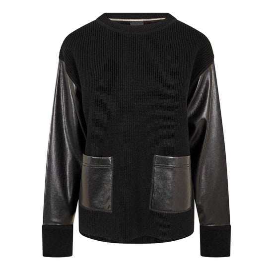 Boss Fanalian-sweatshirt van kunstleer voor dames (Zwart) - Image 1