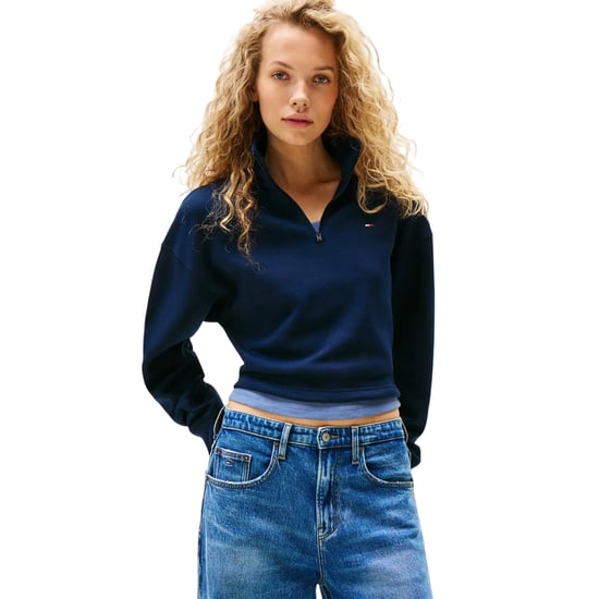 Tommy Jeans Dames/Dames Fleece Quarter Zip Boxy Crop Sweatshirt (Donkere marine) - Image 1