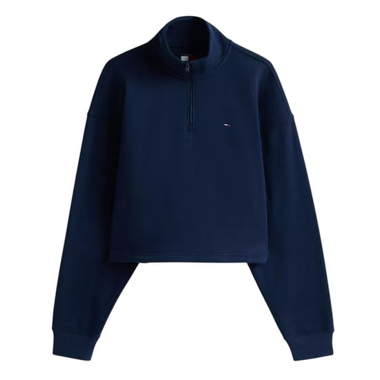 Tommy Jeans Dames/Dames Fleece Quarter Zip Boxy Crop Sweatshirt (Donkere marine) - Image 2